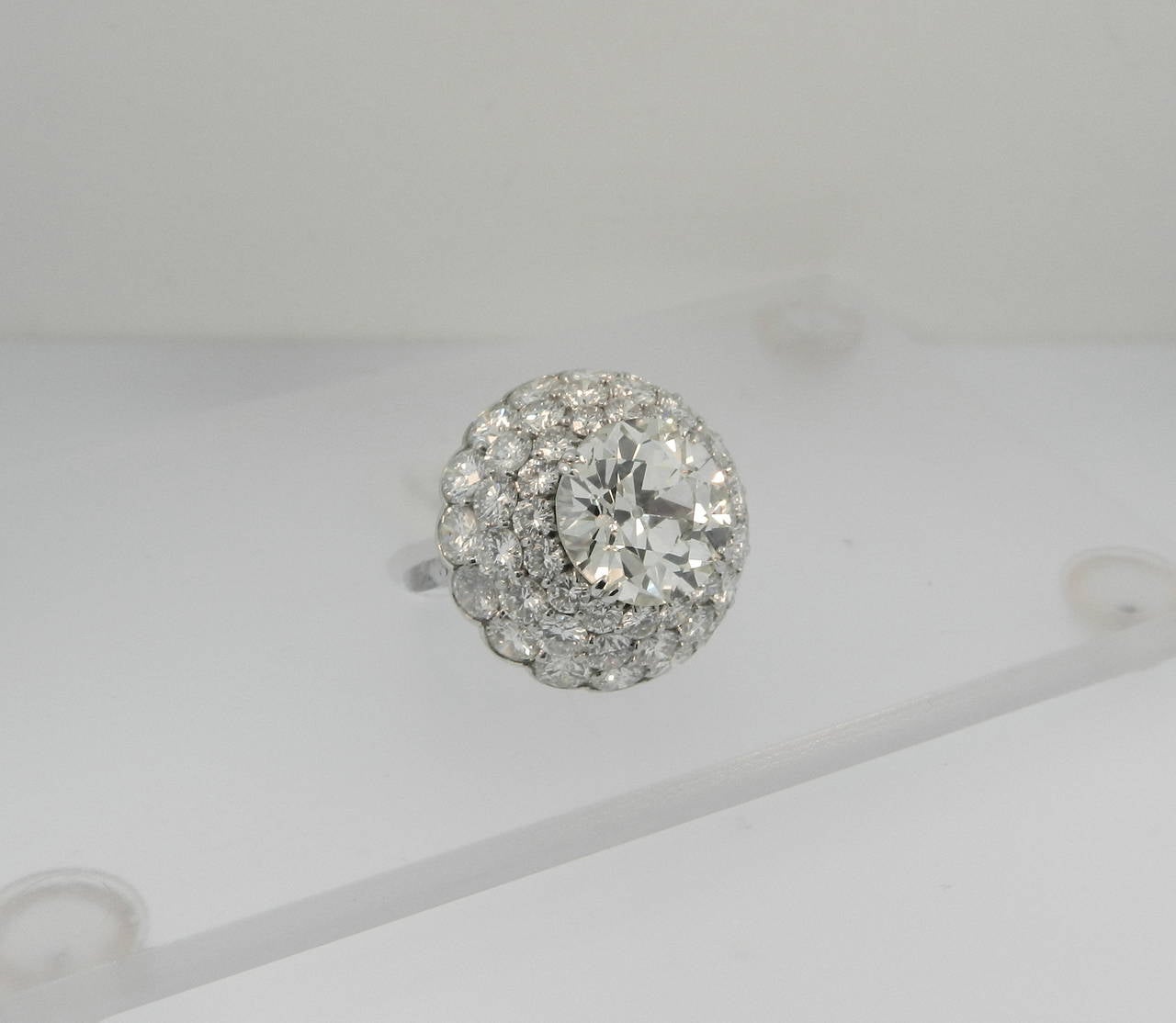 1940s Harry Winston Diamond Platinum Bombe Ring