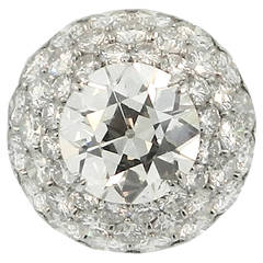 1940s Harry Winston Diamond Platinum Bombe Ring