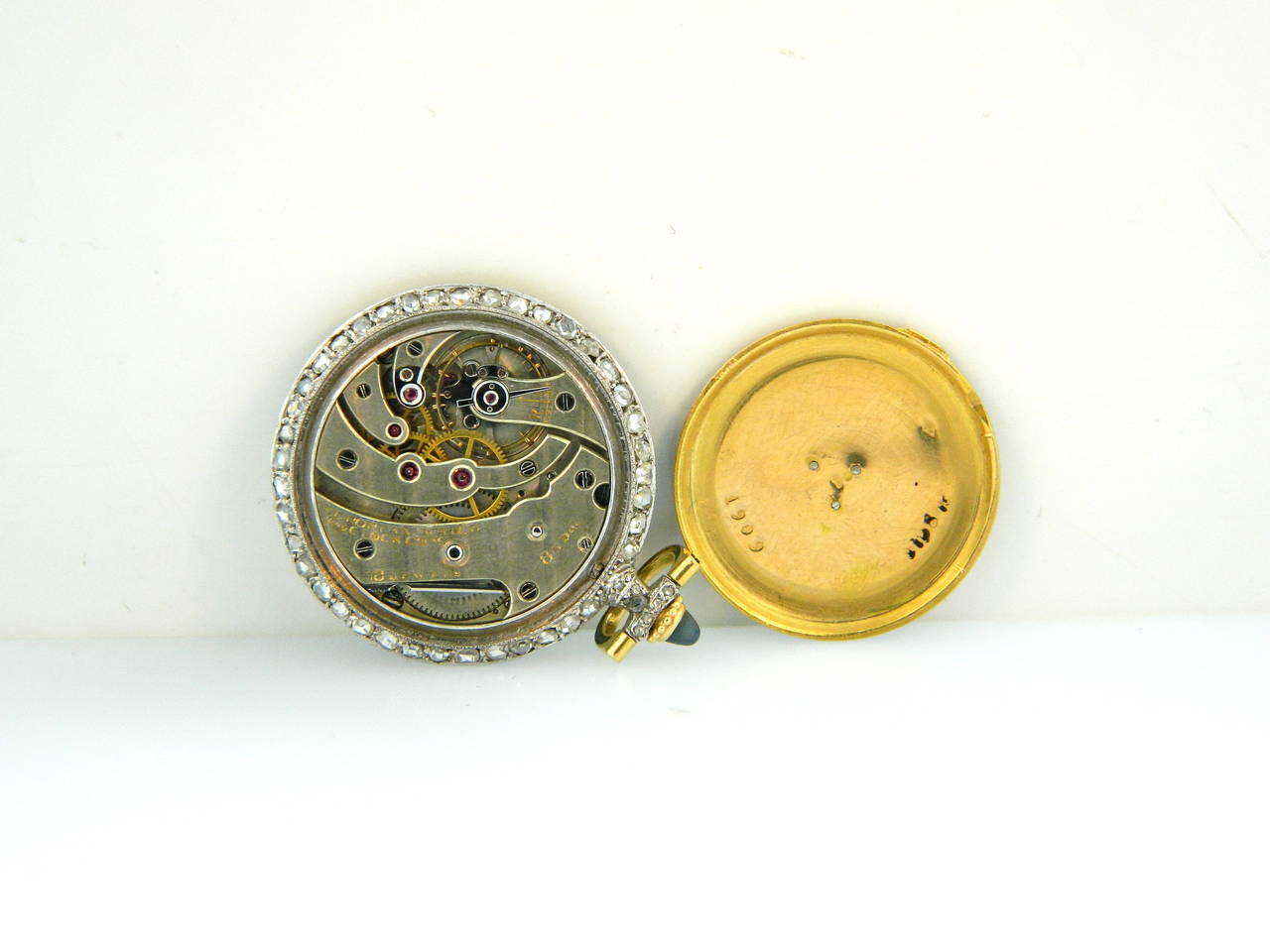Cartier Platinum Gold Art Deco Enamel Sapphire Diamond Pocket Watch Pendant For Sale 1