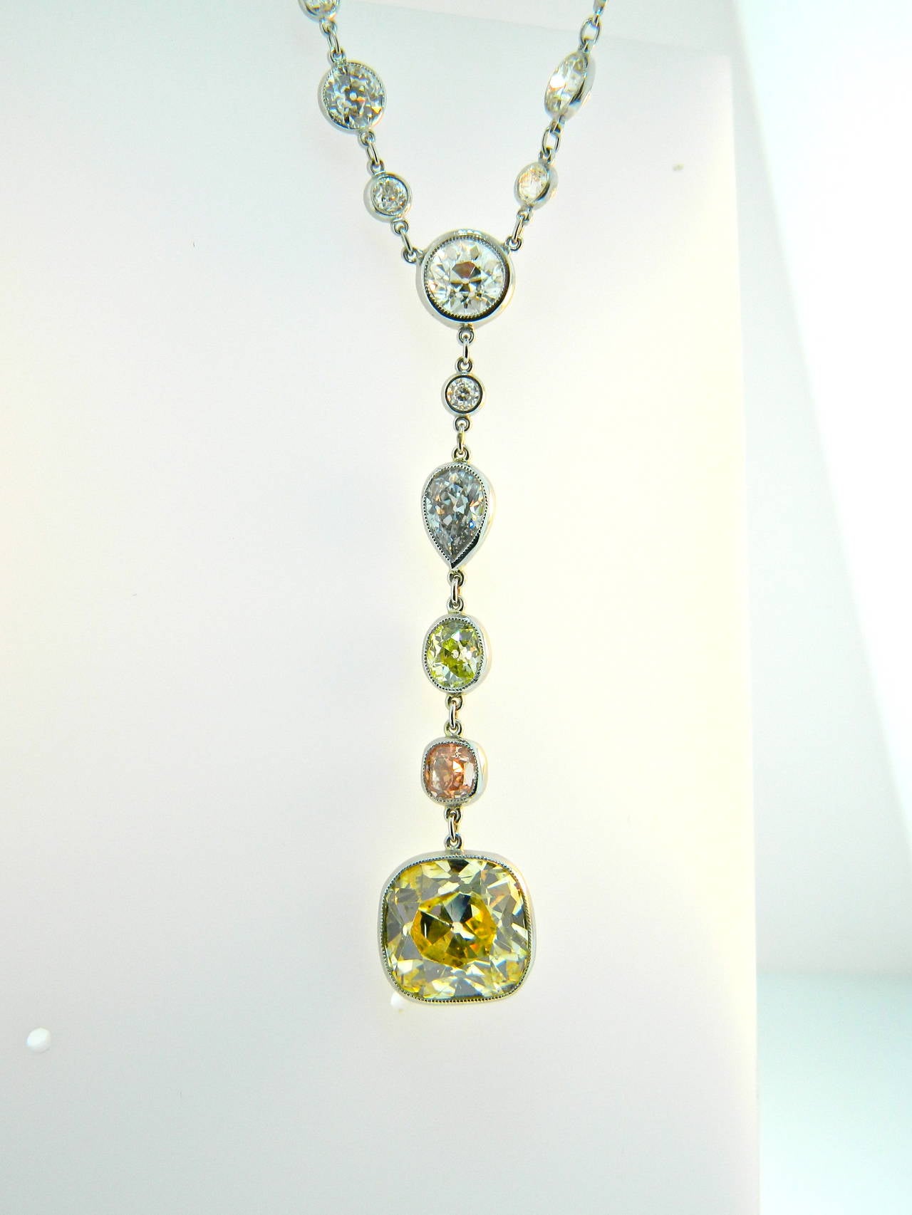 Art Deco Collection of GIA Cert Antique Cut Natural Fancy Color Diamonds For Sale