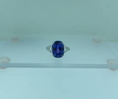 Vintage 1940s Color Change Sapphire, Diamond and Platinum Ring