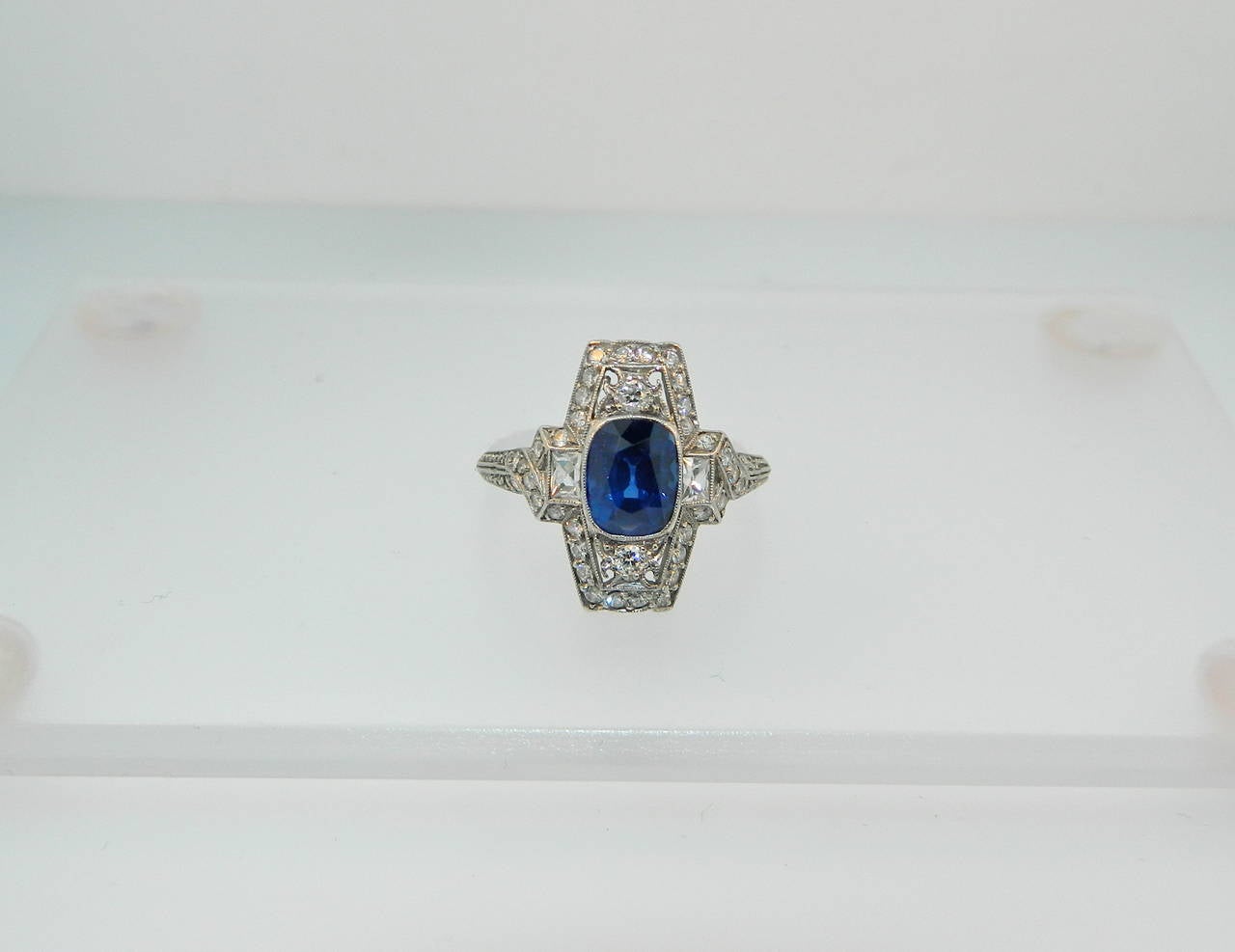 A wonderful Edwardian era, 2.10ct no-heat sapphire, diamond and platinum ring by Tiffany & Co.