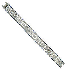 1920's Art Deco, Diamond, Sapphire and Platinum Bracelet