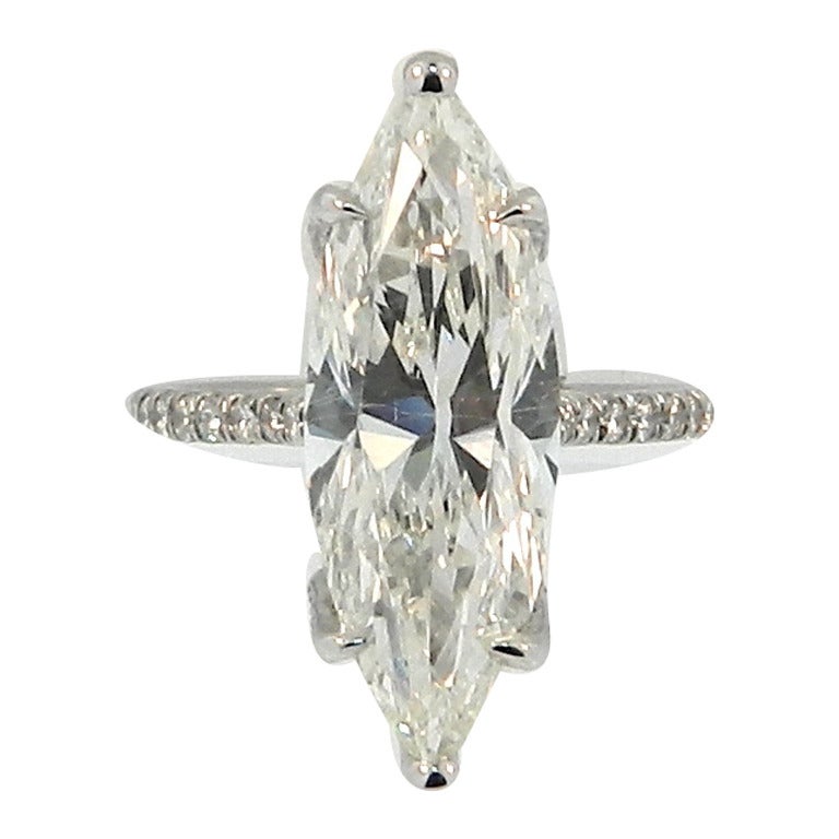 5.92 Carat GIA Certified Marquise Cut Diamond Platinum Ring For Sale