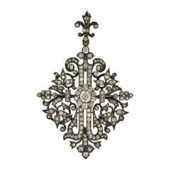 Victorian Frédéric Boucheron, Diamond & Silver Topped Gold Brooch\Pendant