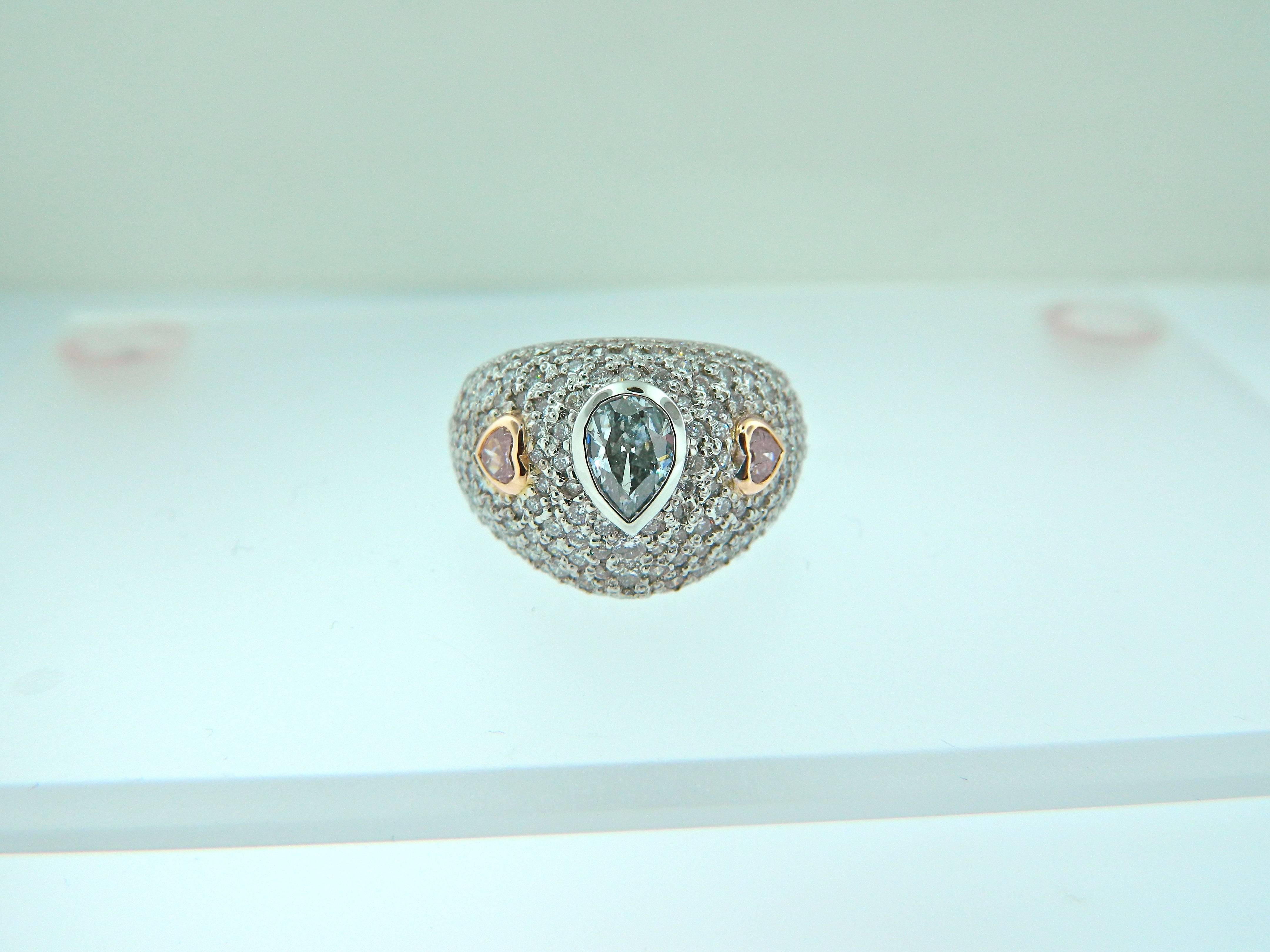 Hartz & Co GIA Cert Natural Fancy Blue and Pink Diamond Ring In New Condition In Chicago, IL