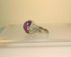 1930s Art Deco Star Sapphire Diamond Platinum Ring