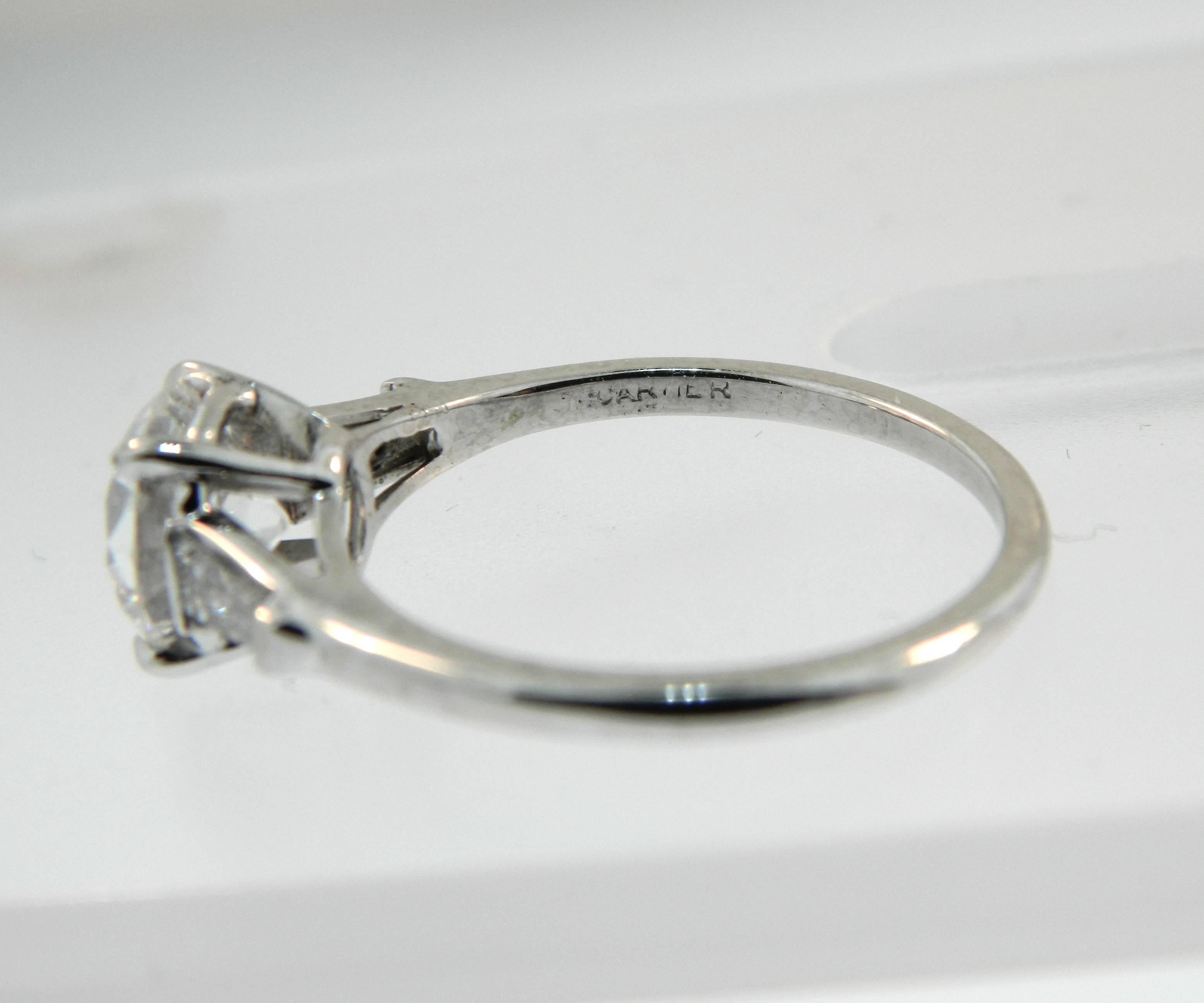 1930s Cartier Art Deco 1.55 Carat GIA Certified Diamond Platinum Engagement Ring In Good Condition In Chicago, IL