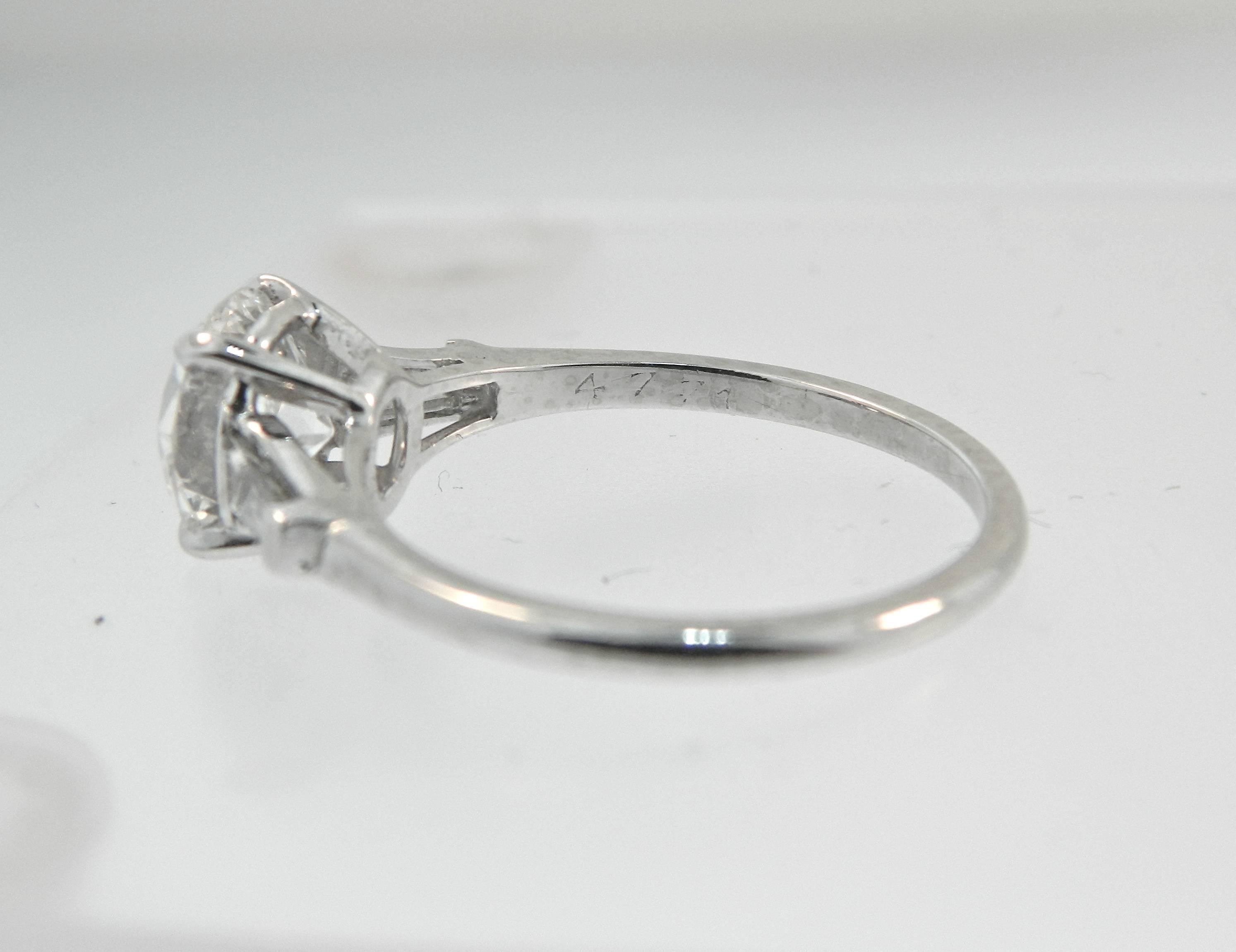 Women's 1930s Cartier Art Deco 1.55 Carat GIA Certified Diamond Platinum Engagement Ring