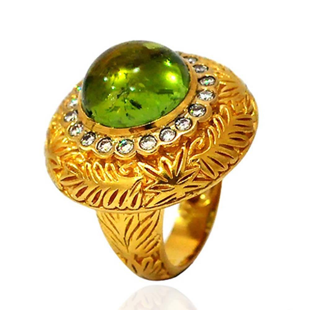 Ring size: 6 (can be sized)
18k:16.55gms
Diamond:0.60cts
Tourmaline: 10.53cts
