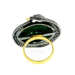 Jade Diamond Gold Snake Motif Ring