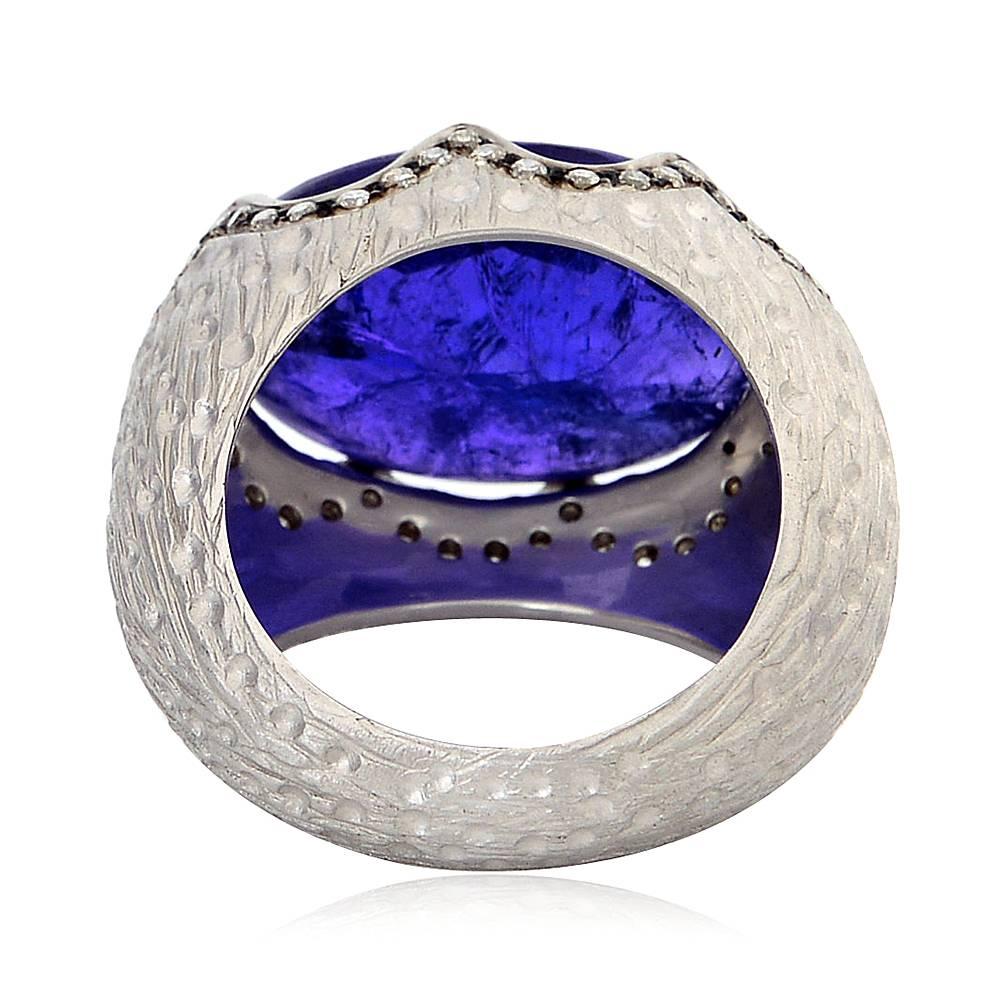 Art Deco Tanzanite Ring With Diamonds Made In 14k Gold For Sale