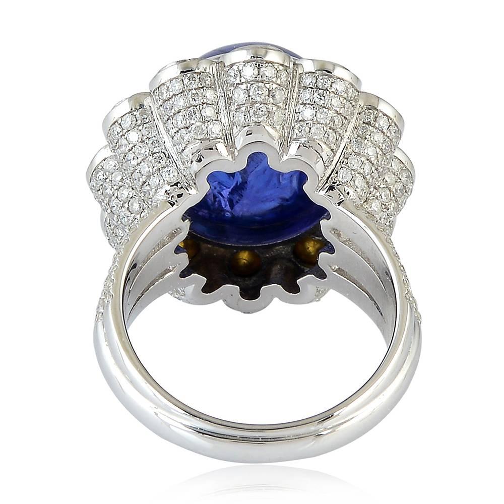 Modern Tanzanite Diamond Gold Ring