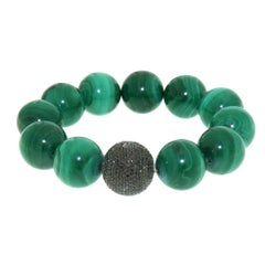 Black Diamond Bead and Malachite Stretchable Bracelet