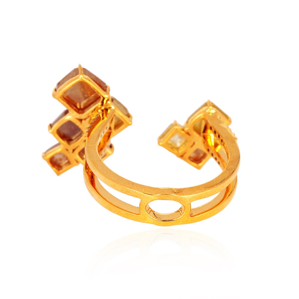 Contemporary Yellow Ice Diamond Gold Floating Ring