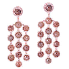 18k Rose Gold & Ice & Pave' Diamond Chandelier Earrings