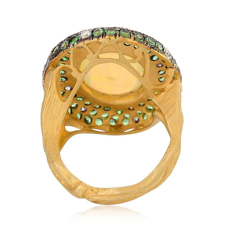 Majestic Opal Tsavorite Diamond Gold Ring at 1stdibs
