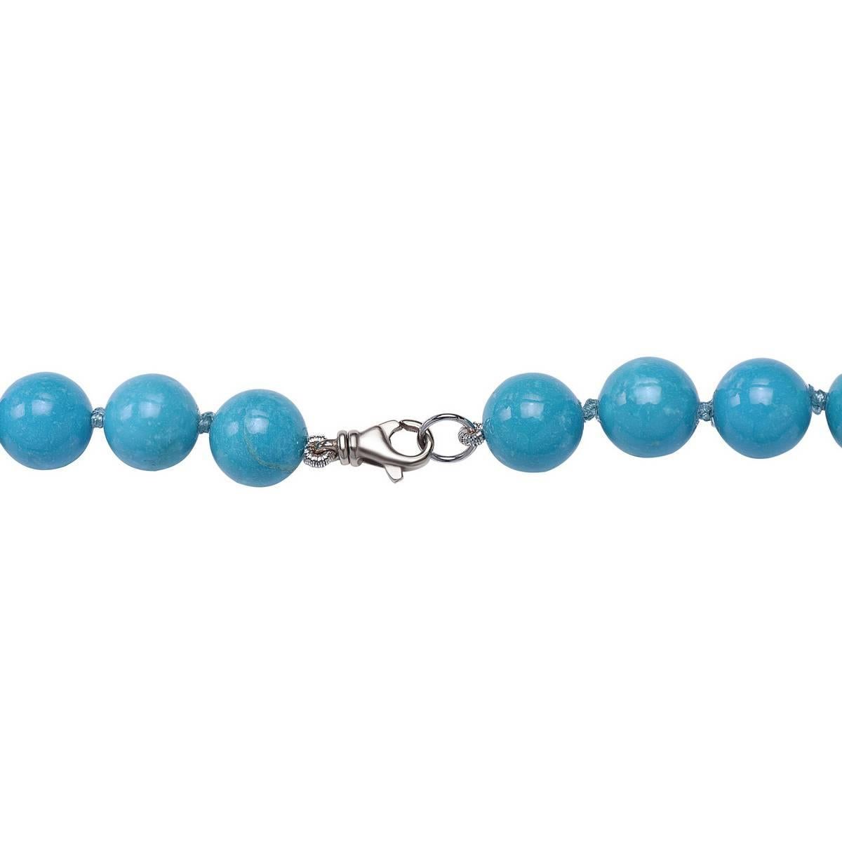 Modern Charming Turquoise Necklace with Diamond Beads