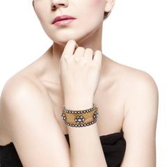 Rosecut Diamond Bangle Made In 14k Yellow Gold & Silver