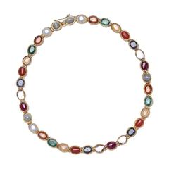 Gold Necklace with Navaratna Stones