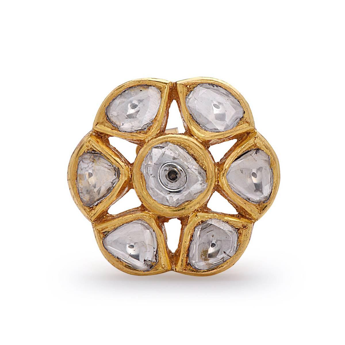 Unique Floral Rose cut Diamond Stud Earring in 18K Yellow Gold is a gorgeous piece to own.

Earring Closure: Push Post
18k: 8.51gms
Diamond: 2.08ct                                                                                                  