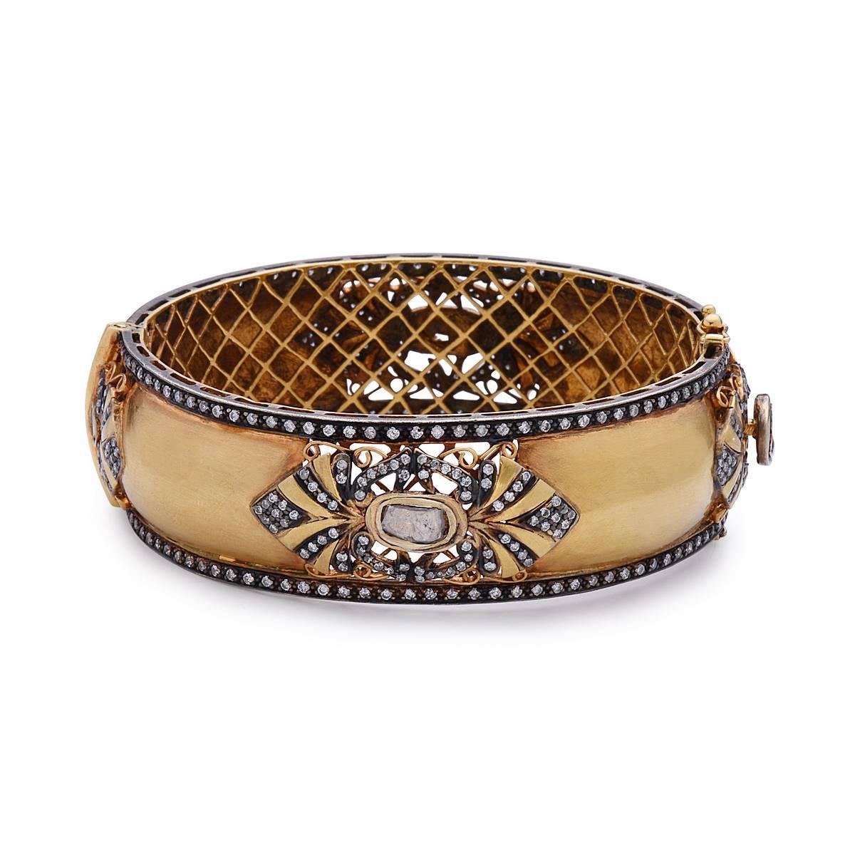 Victorian Stunning Diamond Gold Bangle Bracelet