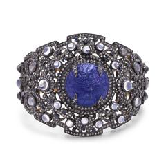 81.82ct Center Stone Moonstone Bracelet With Sapphire & Diamond In Gold & Silver