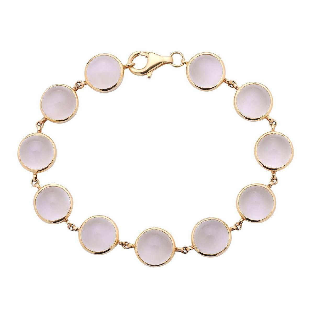 Luxurious looking 18K Gold Moonstone Bracelet is a fine investment for everyday to layer with your watch or other bangles. This bracelet has easy lobster closure.

18k:15.37g                                                                         