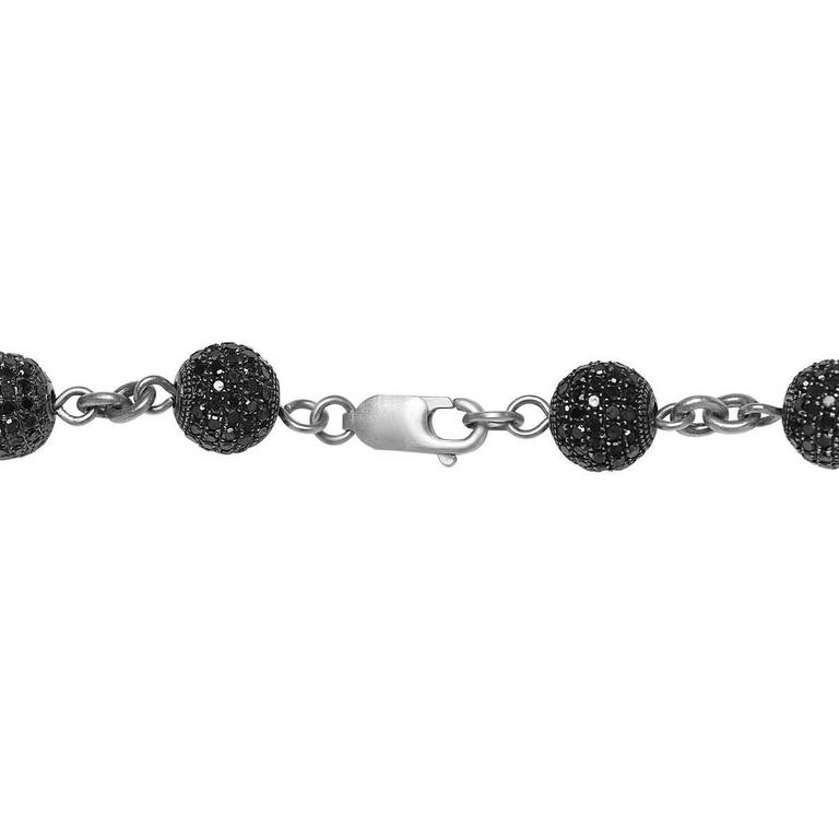 Black Diamond Ball Silver Chain Necklace at 1stDibs