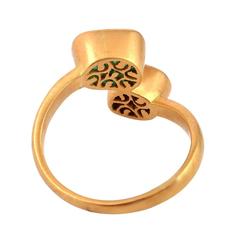 Twisted Emerald Diamond Gold Ring