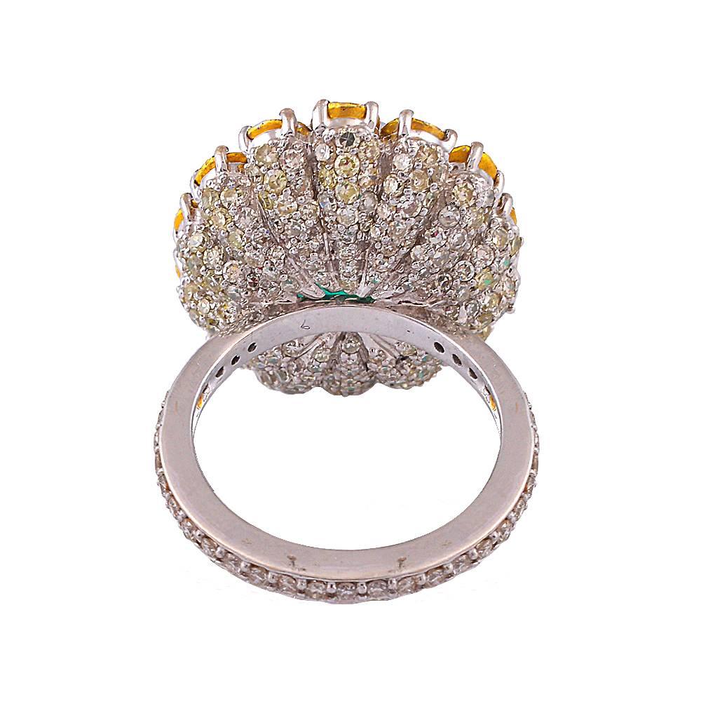 Victorian Luxurious Emerald Rosecut Diamond Gold Ring 