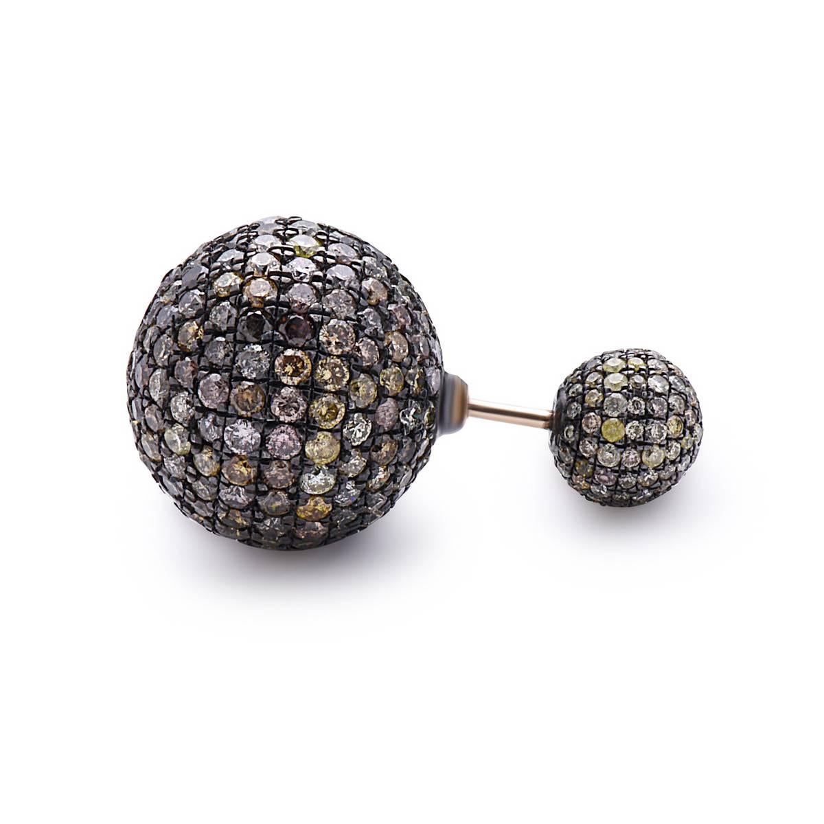 Modern Yellow Diamond Ball Earring