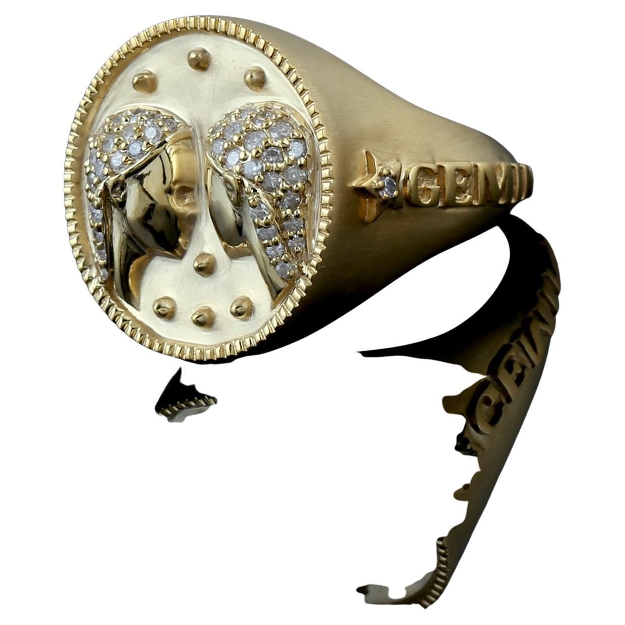14 Karat Gold Designer-Ring mit Pavé-Set Diamanten im Angebot