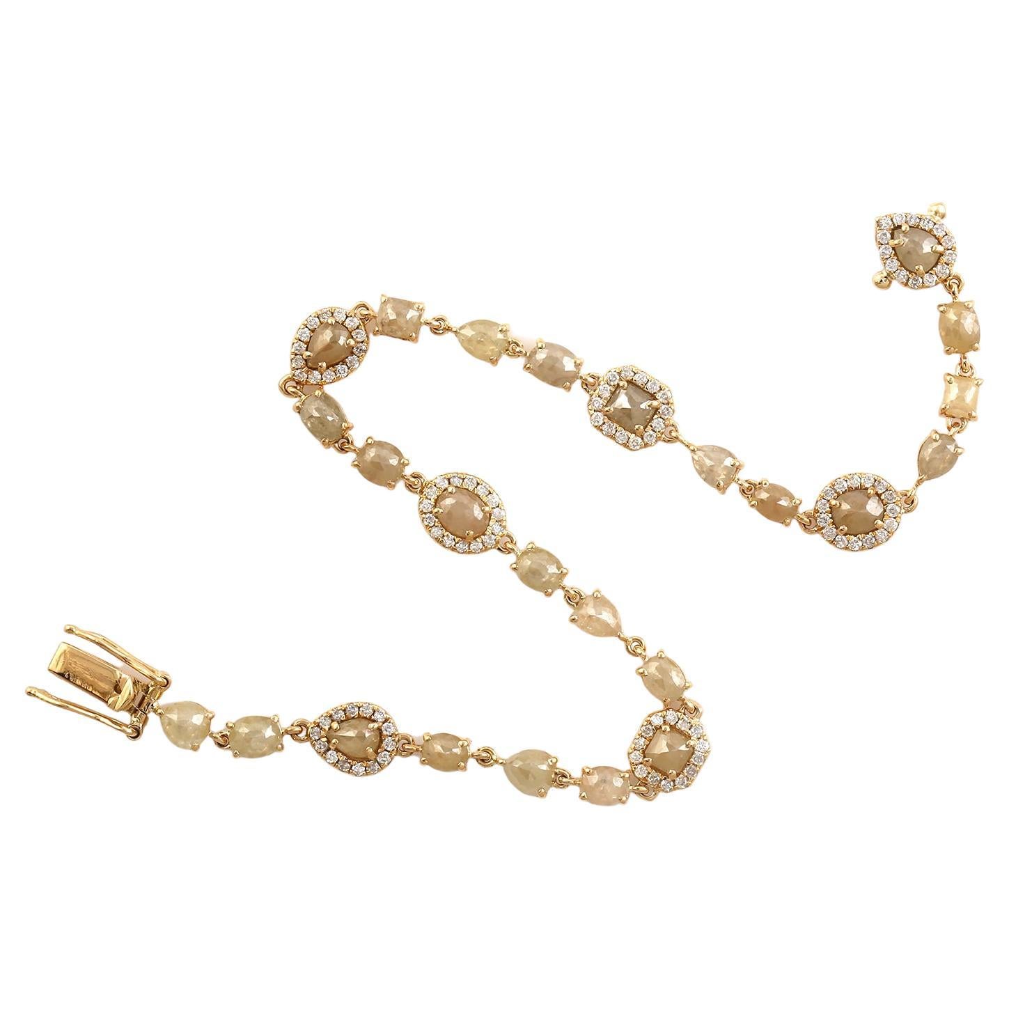 Bracelet de créateur en or jaune 18 carats avec diamants de glace en vente