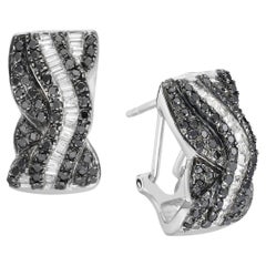 Pendiente de Diamante Blanco y Negro de Oro de 18k