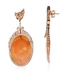 Skull Cameo Diamond Earring with Diamonds