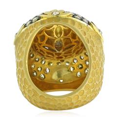 7.01ctw Rose Cut Diamond Victorian Style Floral Cocktail Ring in 18k Yellow Gold
