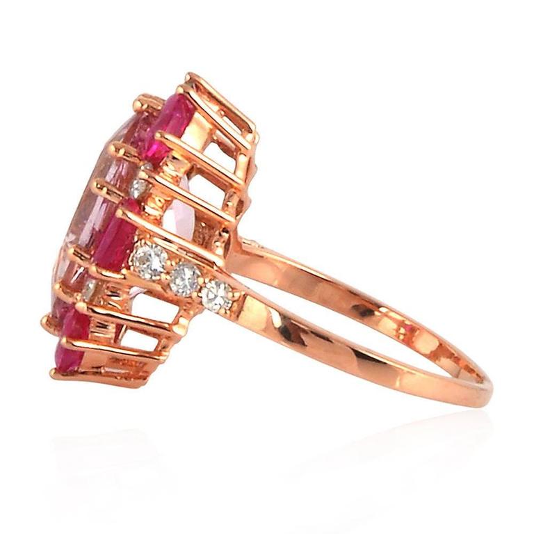 Morganite, Ruby and Diamond Ring For Sale at 1stdibs