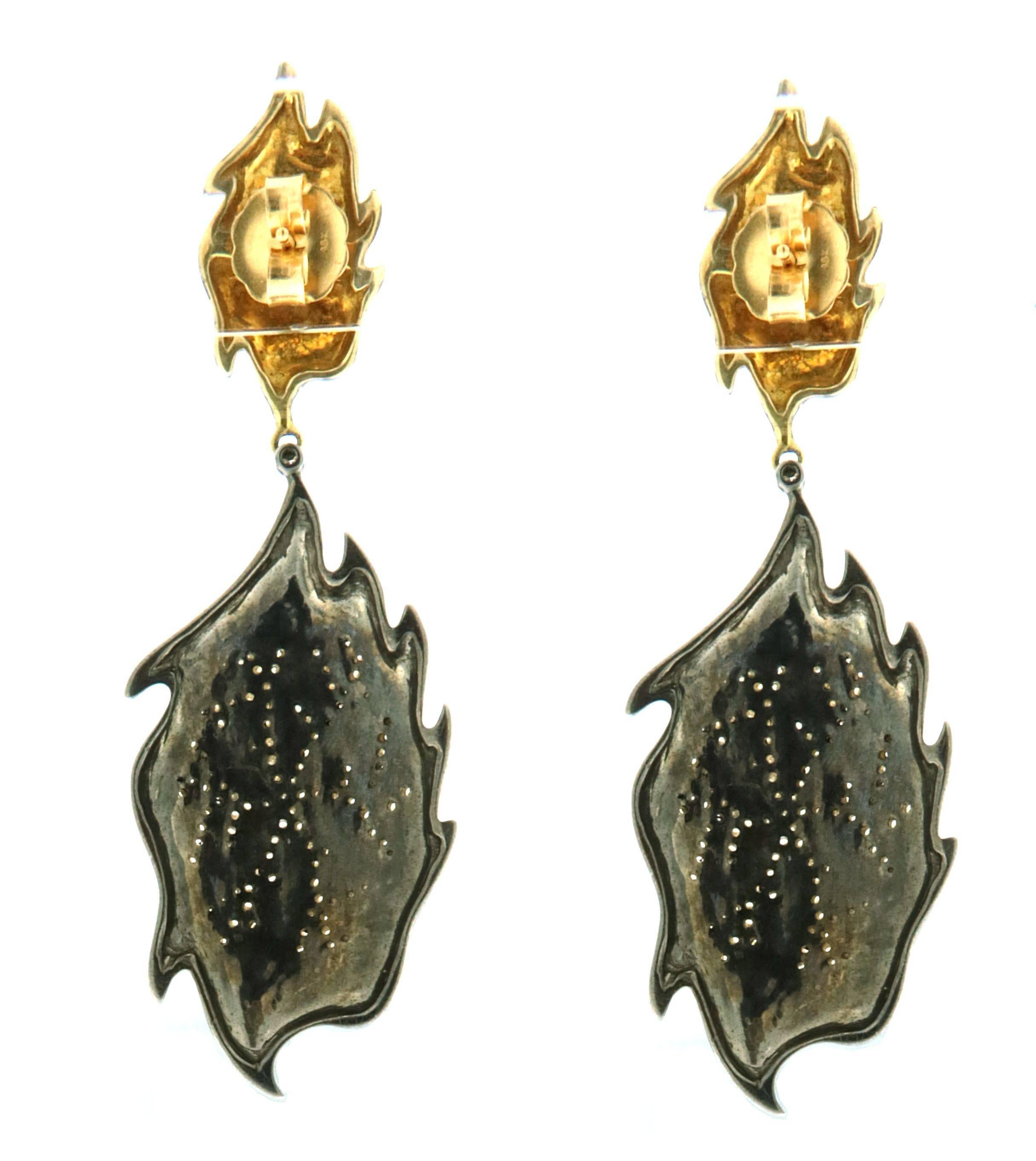 Modern Diamond Silver Gold Earrings For Sale