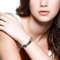 Multi Sapphire Bracelet With Diamonds Made In 18k White Gold & Silver