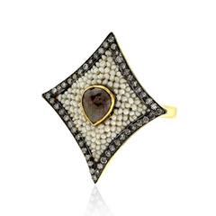 Handmade Pearl Diamond Gold Ring