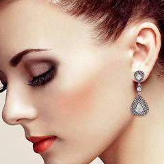 Rose Cut Diamond Silver Gold Earrings