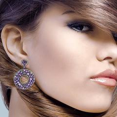 Amethyst-Diamant-Silber-Gold-Ohrringe