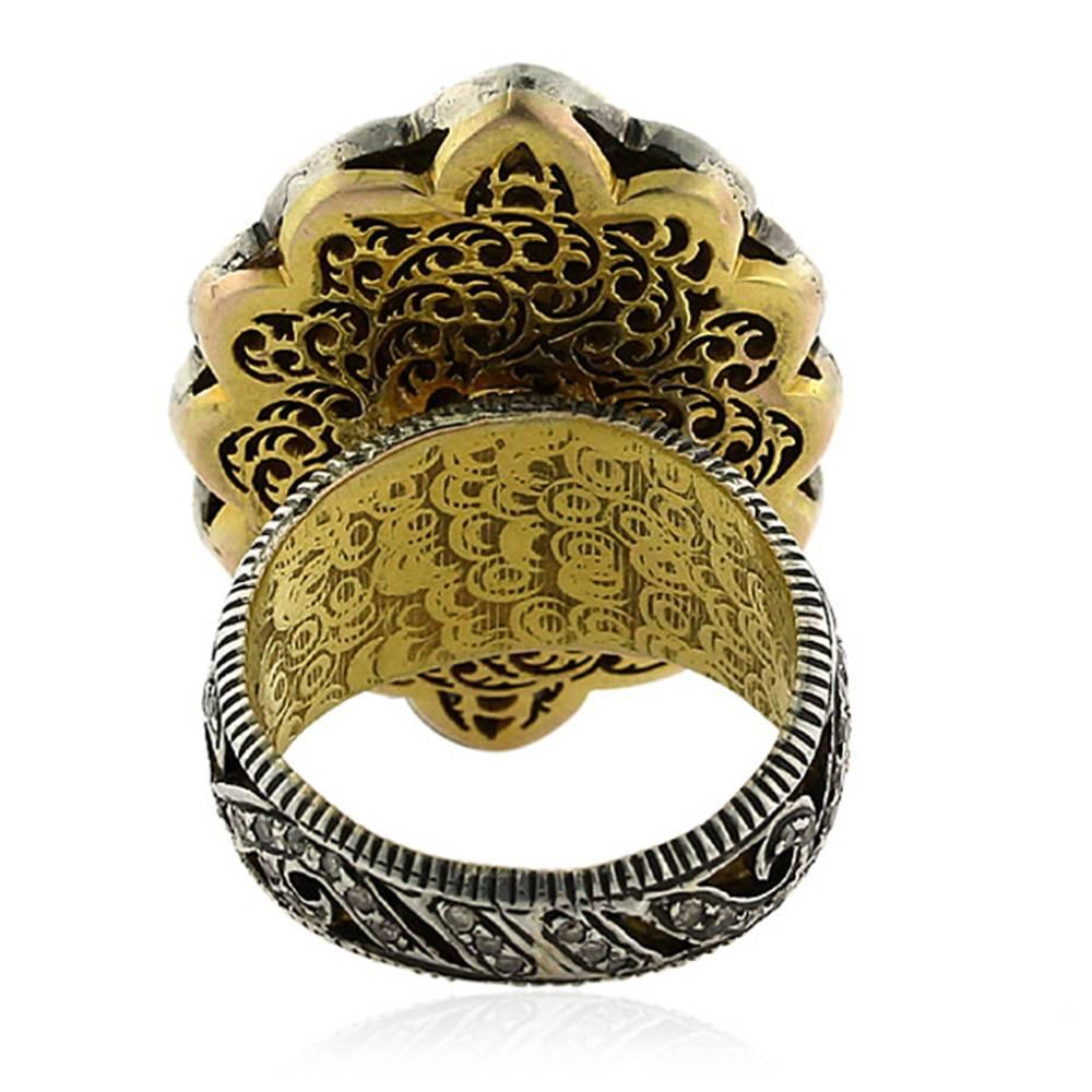 Ring aus Silber und Gold mit Diamant im Rosenschliff (Viktorianisch) im Angebot