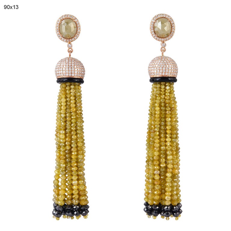Yellow Diamond Gold Tassel Earrings For Sale at 1stDibs