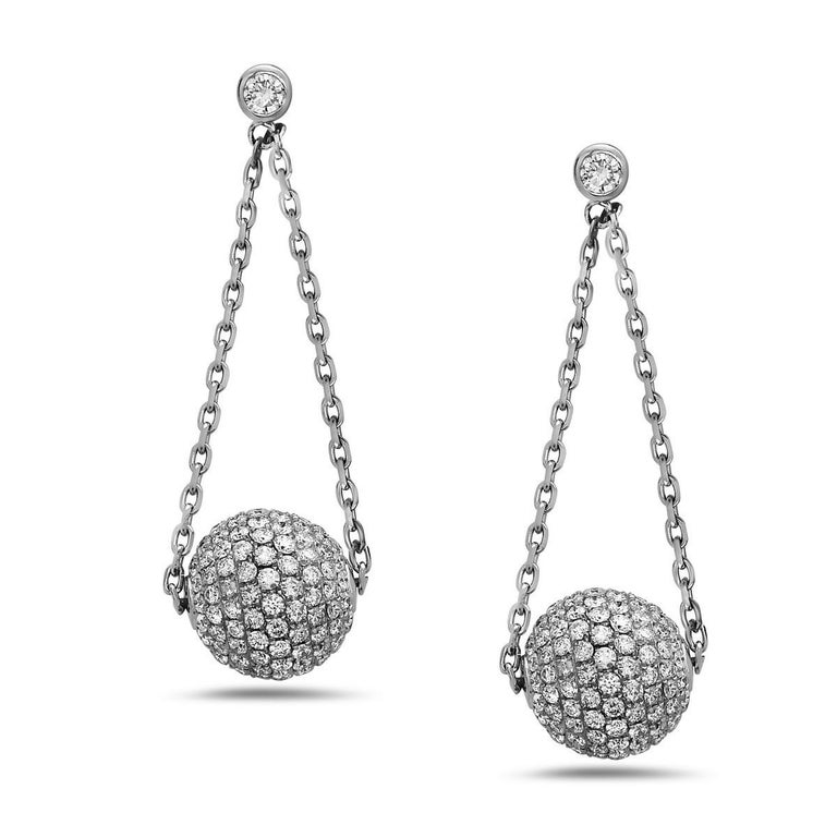 Diamond Ball Earrings For Sale at 1stDibs