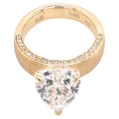 2.10 CT Heart Cut Lab Grown Diamond Engagement Ring 14K Yellow Gold Solitaire