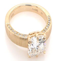 2.07 CT Radiant Cut Lab Diamond Engagement Ring 14K Gold Solitaire Band