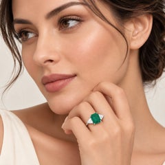 18K Yellow Gold Zambian Emerald & Diamond Halo Cocktail Ring