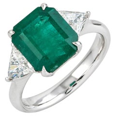 18K Yellow Gold Zambian Emerald & Diamond Halo Cocktail Ring